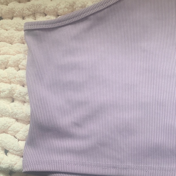 Lilac One-Shoulder Ribbed Tank Top - Picture 3 of 5